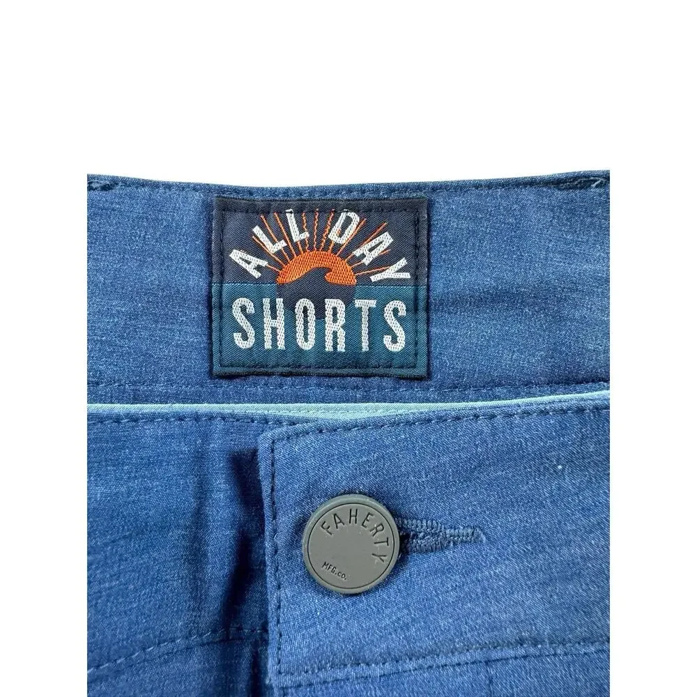 Faherty All Day Shorts Mens 31 Blue Hybrid Quick Dry Stretch Drawstring 9